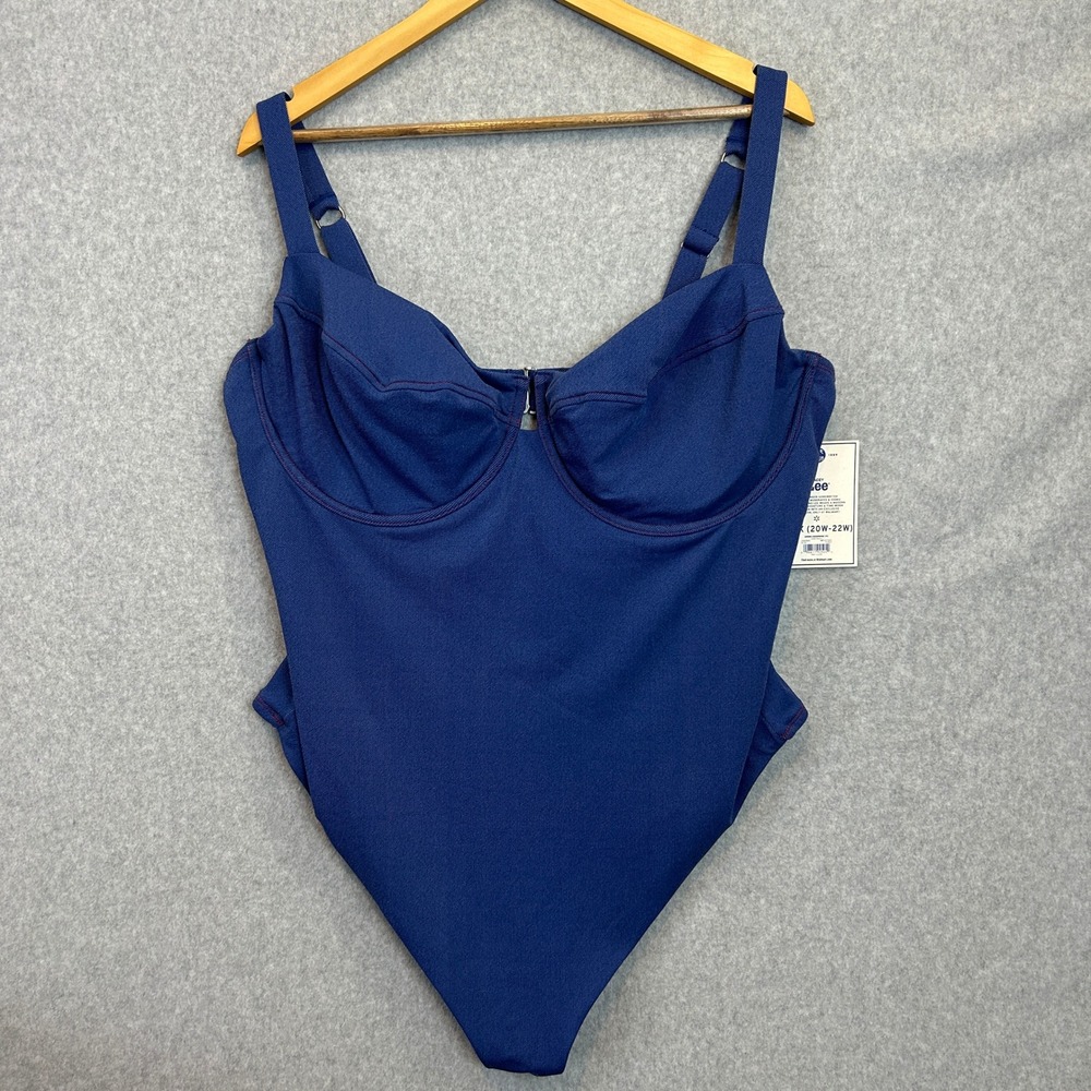 Kacey Lee One Piece Swimsuit Blue Denim Underwire Kacey Musgraves Womens 2X NWT